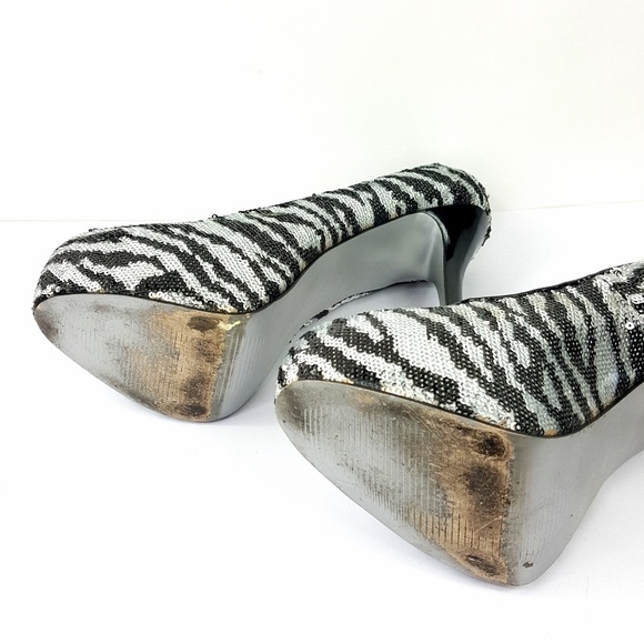 Steve Madden Heel Stiletto Bliss Zebra Sequin US 9 - Picture 7 of 7